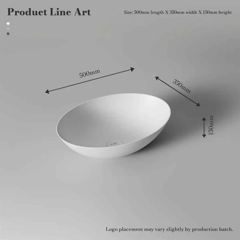 MonBlari XA-A72 White Solid Surface Countertop Basin 500mm