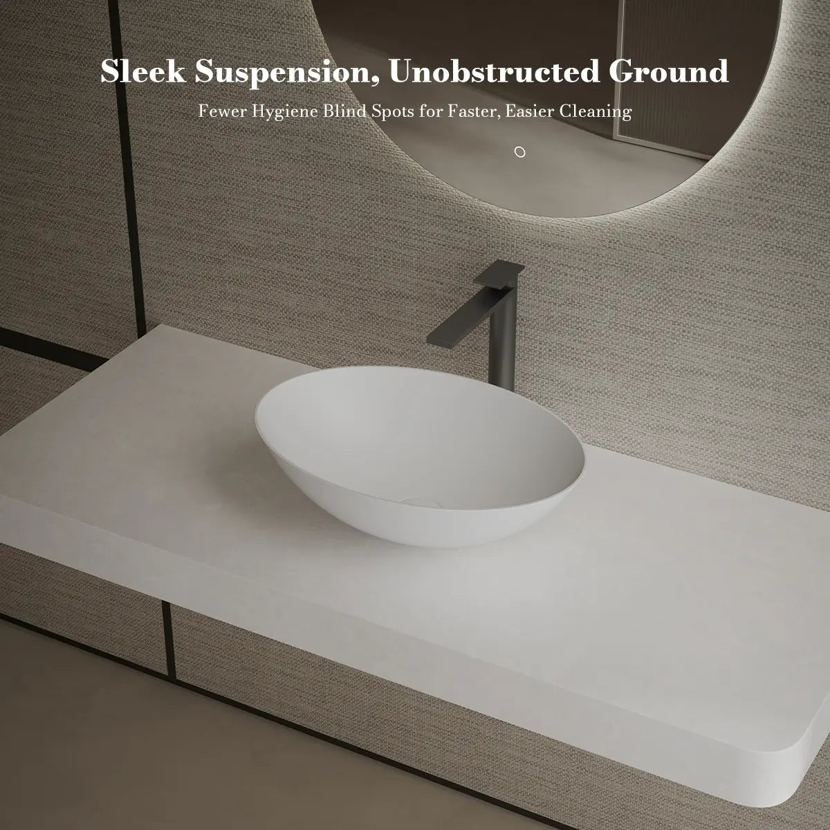 MonBlari XA-A72 White Solid Surface Countertop Basin 500mm