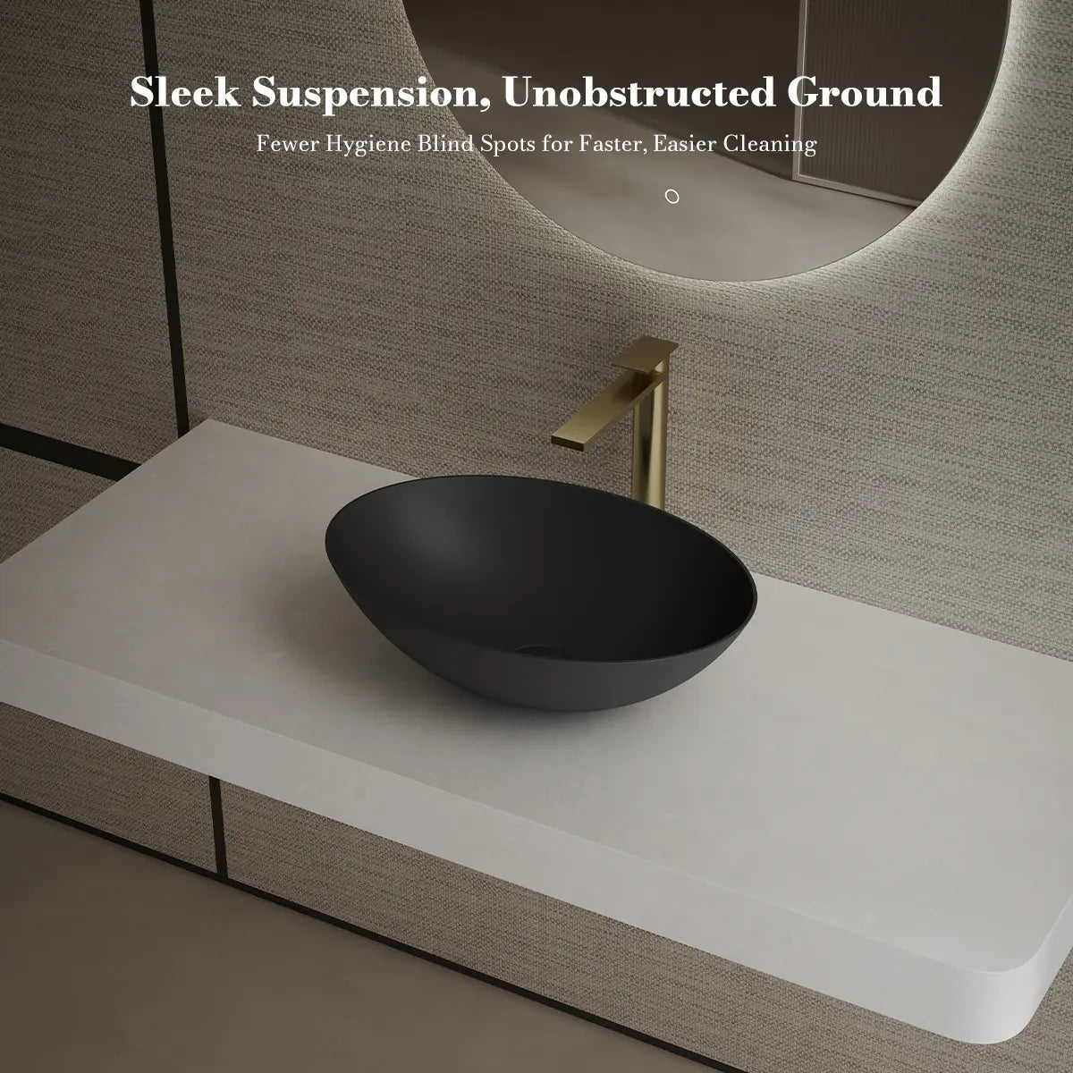 MonBlari XA-A72 Black Solid Surface Countertop Basin 500mm