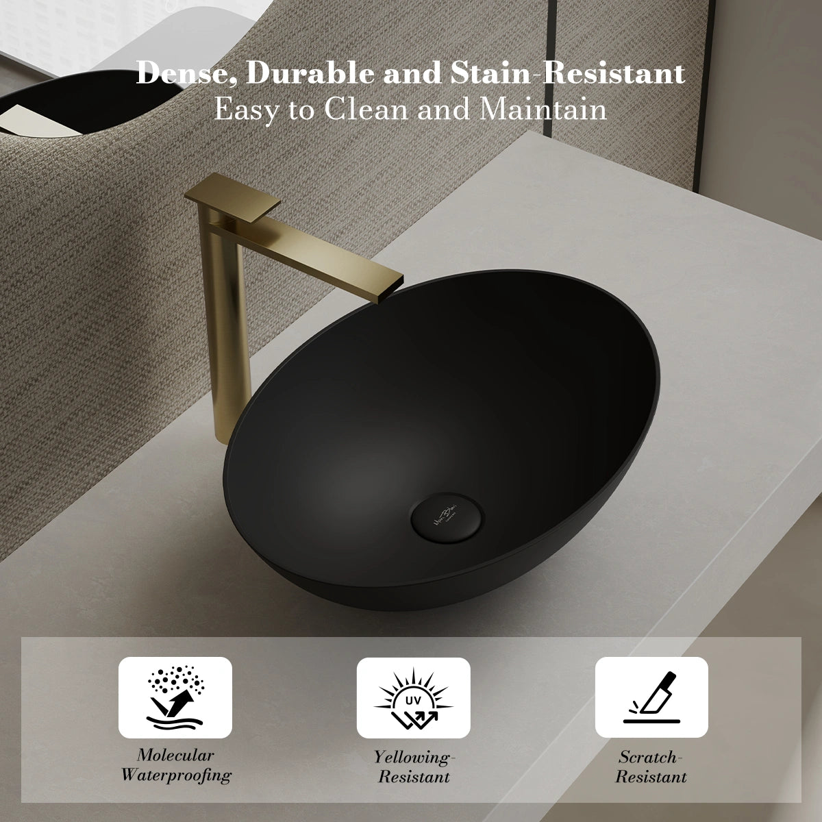 MonBlari XA-A72 Black Solid Surface Countertop Basin 500mm