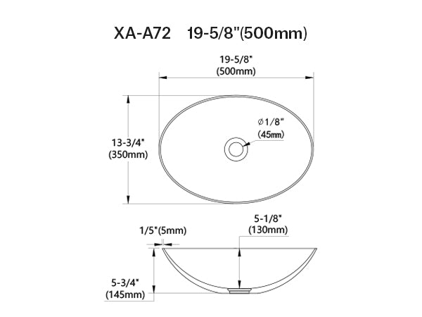 MonBlari Sculptural Oval Marble Countertop Vessel Basin for Ensuite 500mm