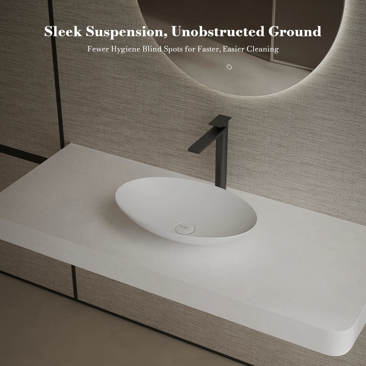 MonBlari XA-A73 White Solid Surface Countertop Basin 500mm