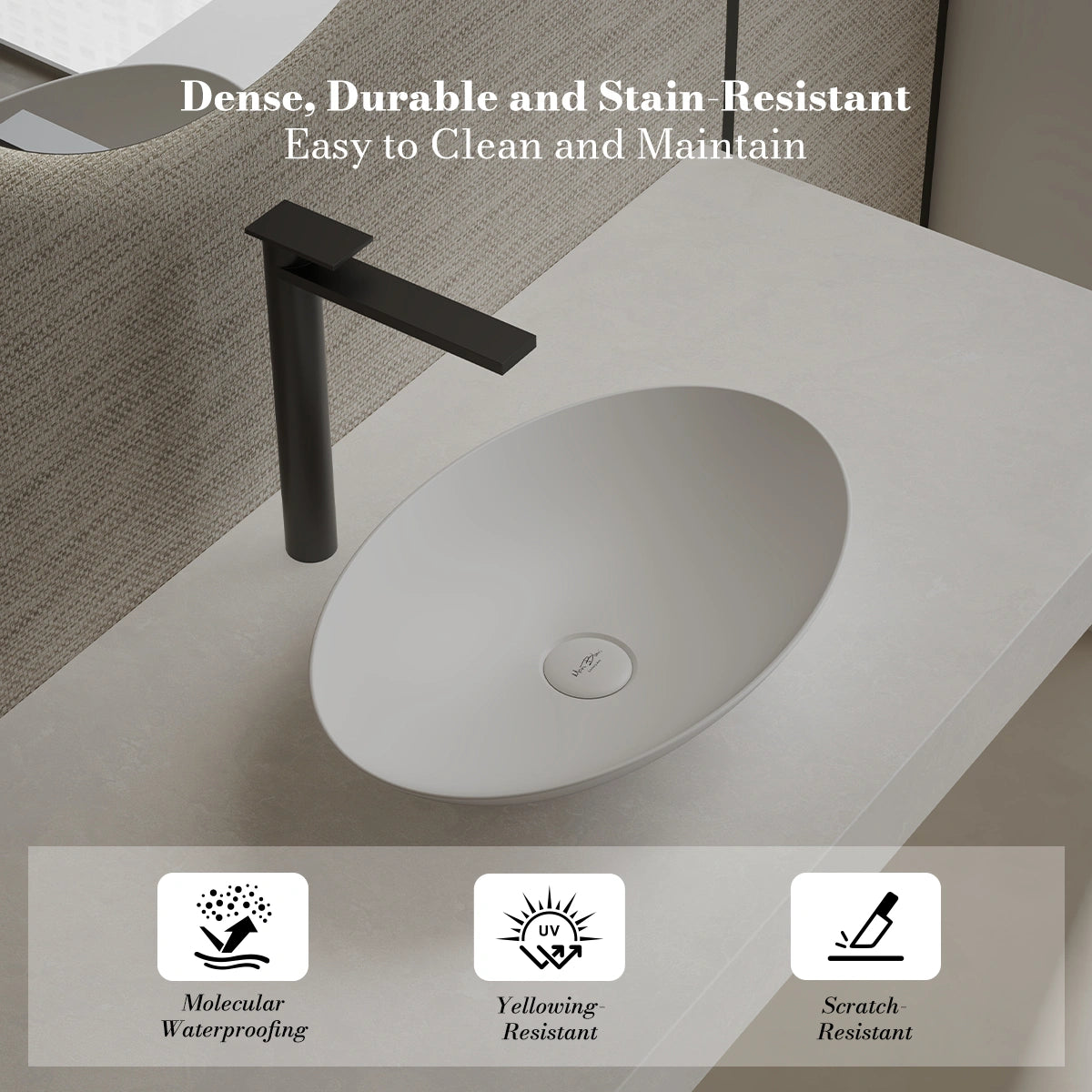 MonBlari XA-A73 White Solid Surface Countertop Basin 500mm