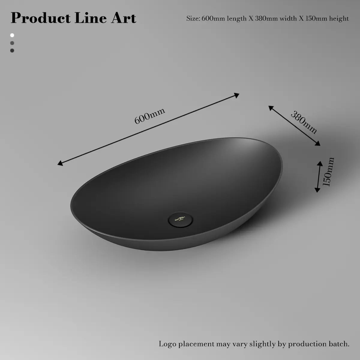 MonBlari XA-A76 Black Solid Surface Countertop Basin 600mm