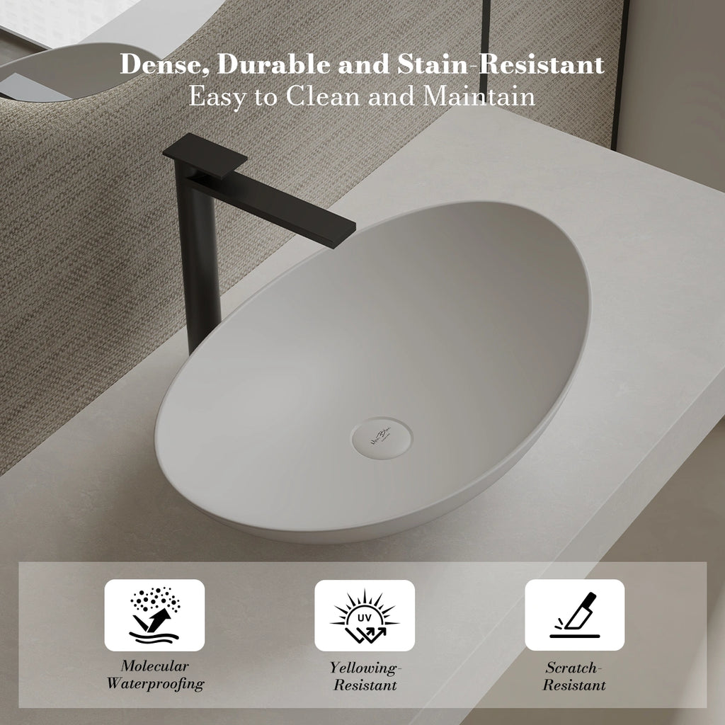MonBlari XA-A76 White Solid Surface Countertop Basin 600mm