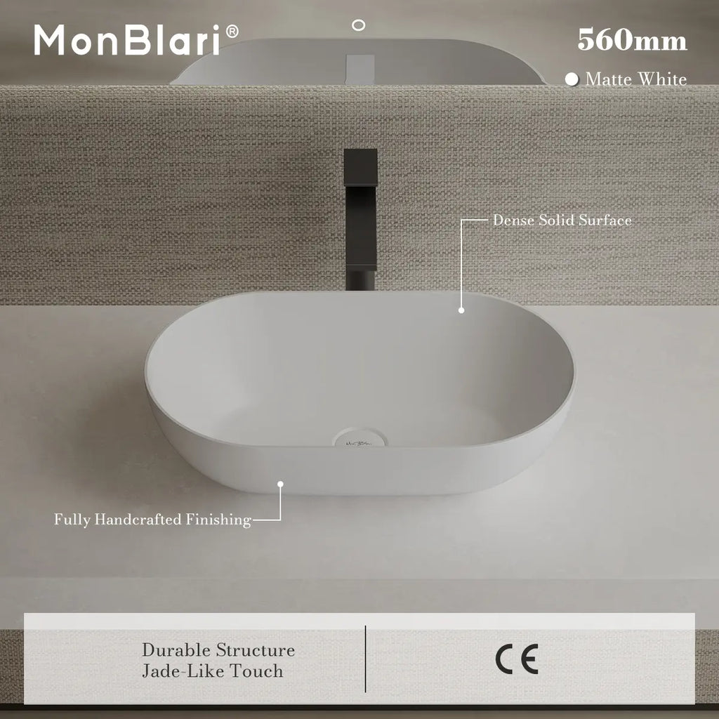 MonBlari XA-A78 White Solid Surface Countertop Basin 560mm
