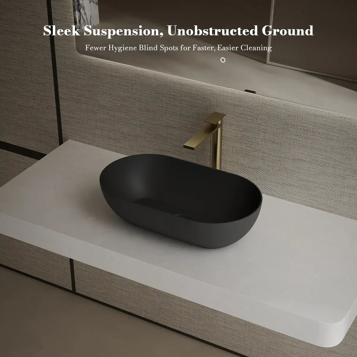MonBlari XA-A78 Black Solid Surface Countertop Basin 560mm
