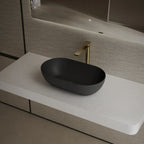 MonBlari Xa-A78 Black Countertop Solid Surface Basin Side View