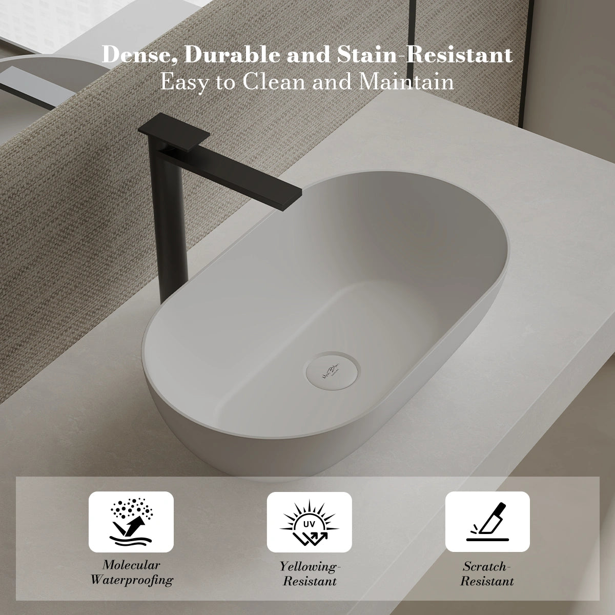 MonBlari XA-A78 White Solid Surface Countertop Basin 560mm