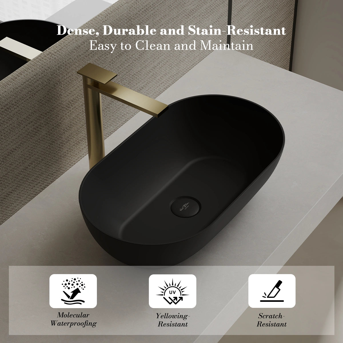MonBlari XA-A78 Black Solid Surface Countertop Basin 560mm