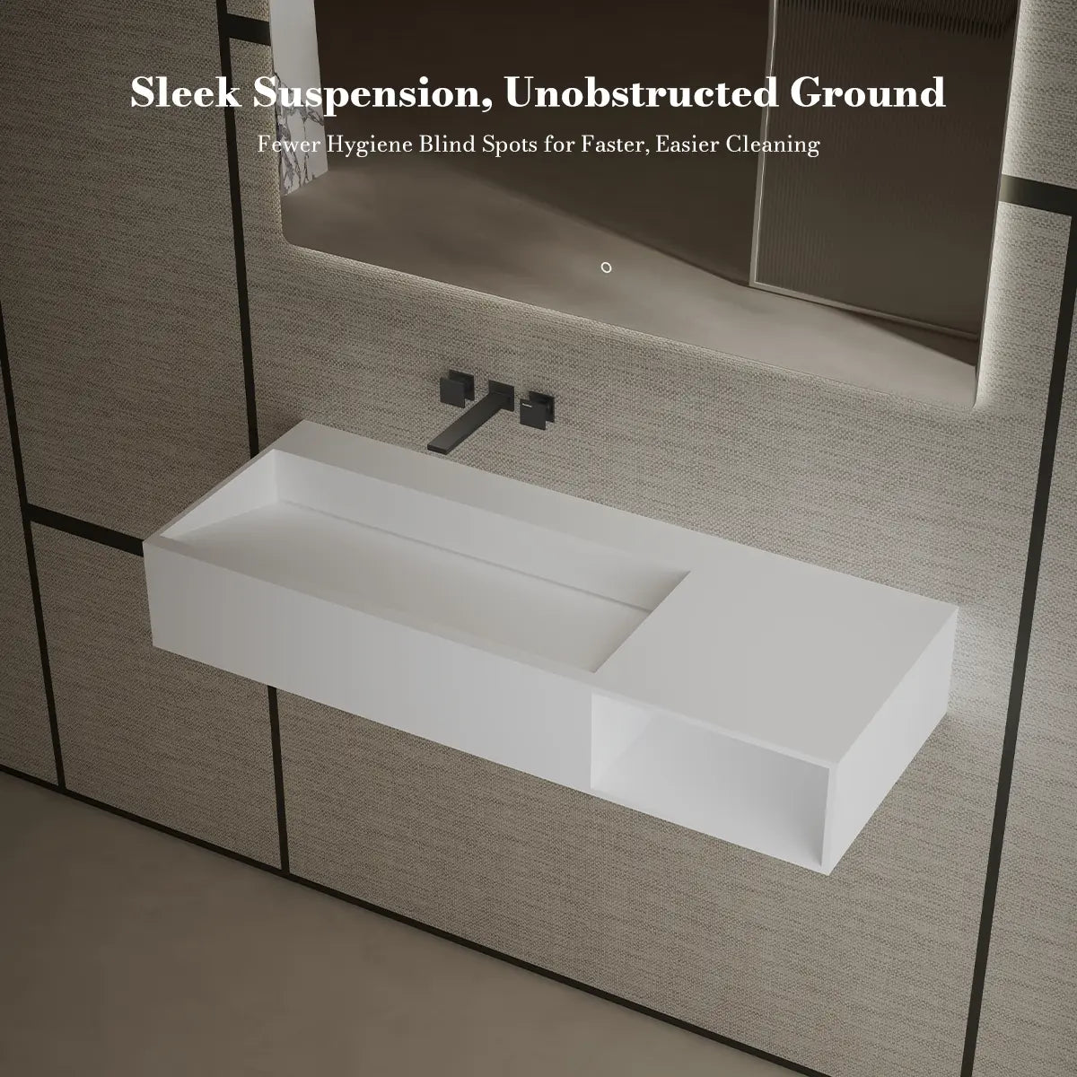 MonBlari XA-G62L Solid Surface Wall-Mounted Sink 870mm - 1200mm