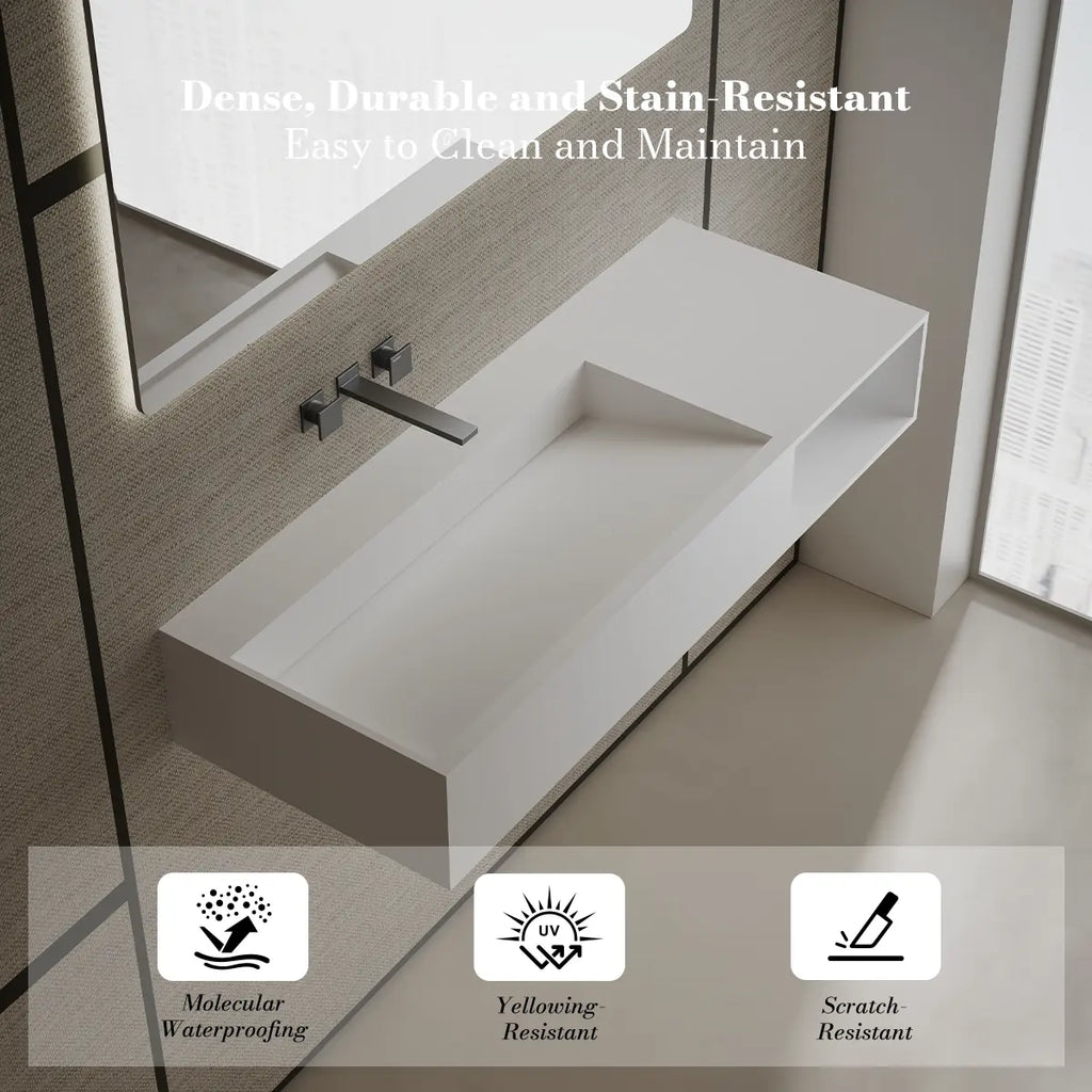 MonBlari XA-G62L Solid Surface Wall-Mounted Sink 870mm - 1200mm