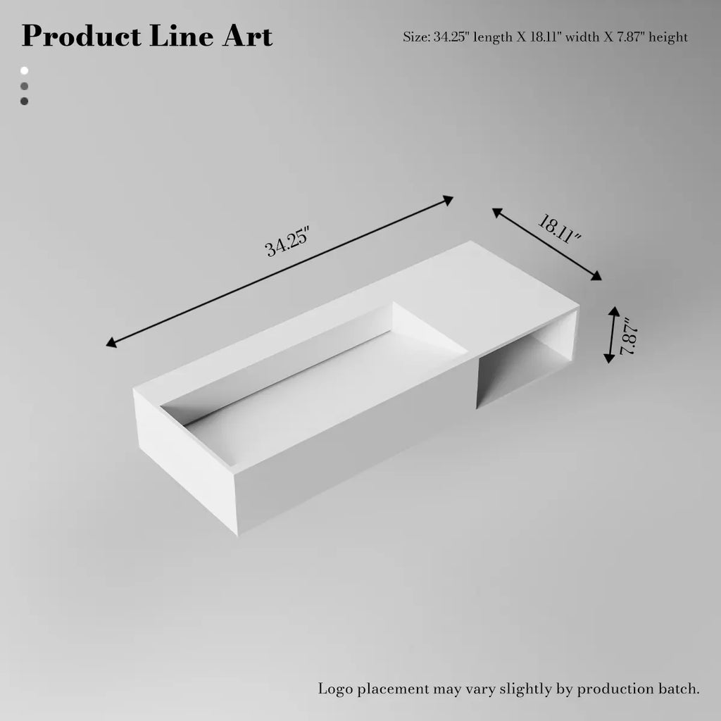 MonBlari XA-G62L Solid Surface Wall-Mounted Sink 870mm - 1200mm