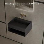 MonBlari XA-G71 Black Solid Surface Wall-Mount Basin 600mm - 800mm