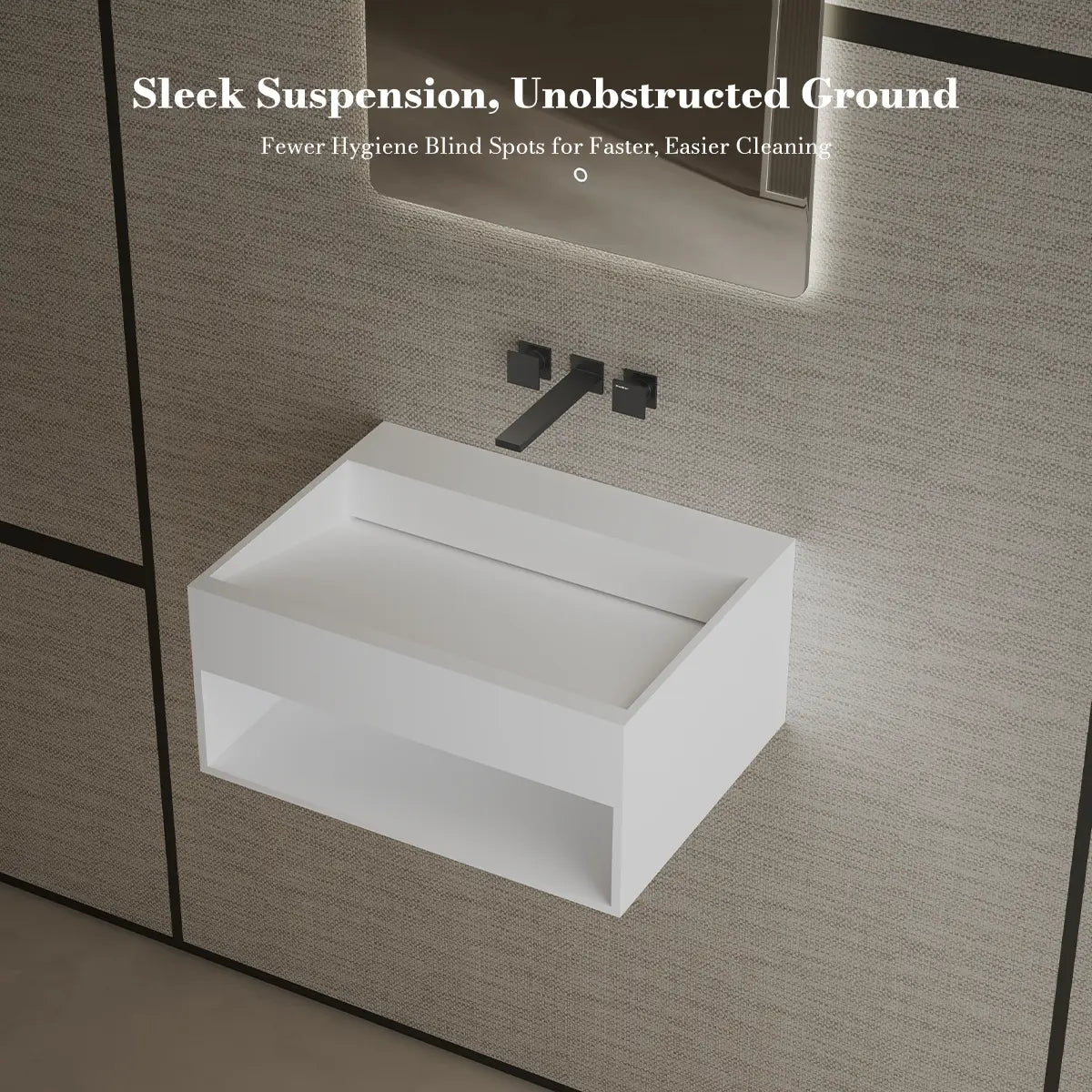 MonBlari XA-G71 White Solid Surface Wall-Mount Basin 600mm - 800mm