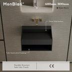 MonBlari XA-G71 Black Solid Surface Wall-Mount Basin 600mm - 800mm