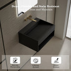 MonBlari XA-G71 Black Solid Surface Wall-Mount Basin 600mm - 800mm