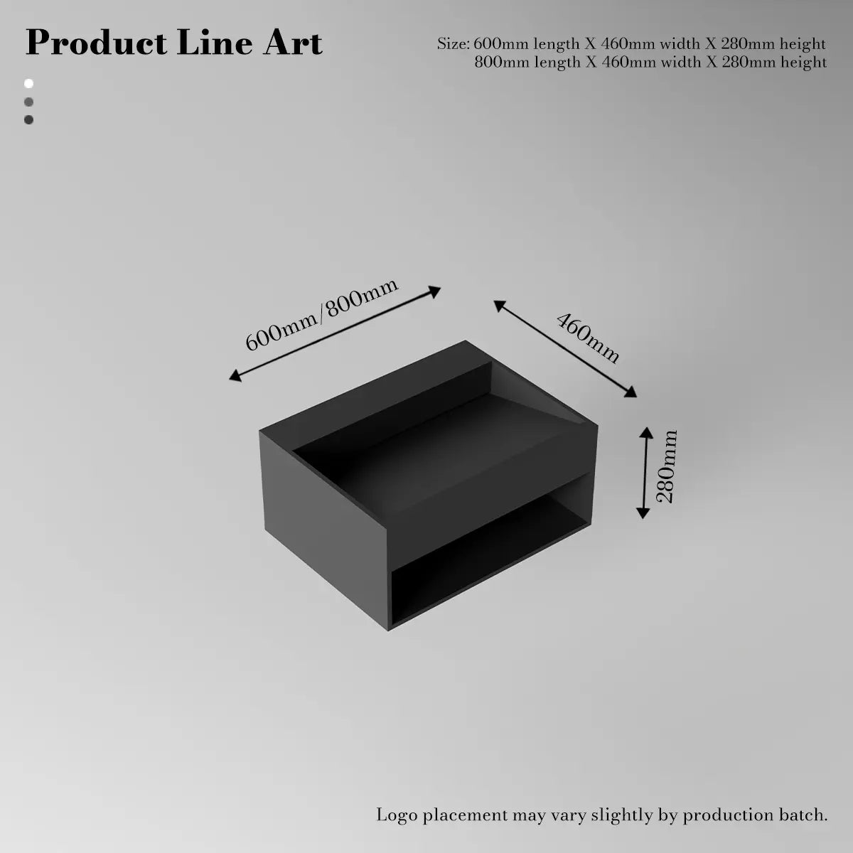 MonBlari XA-G71 Black Solid Surface Wall-Mount Basin 600mm - 800mm