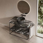 MonBlari Black Marble Countertop Washbasin for Bathroom 400mm