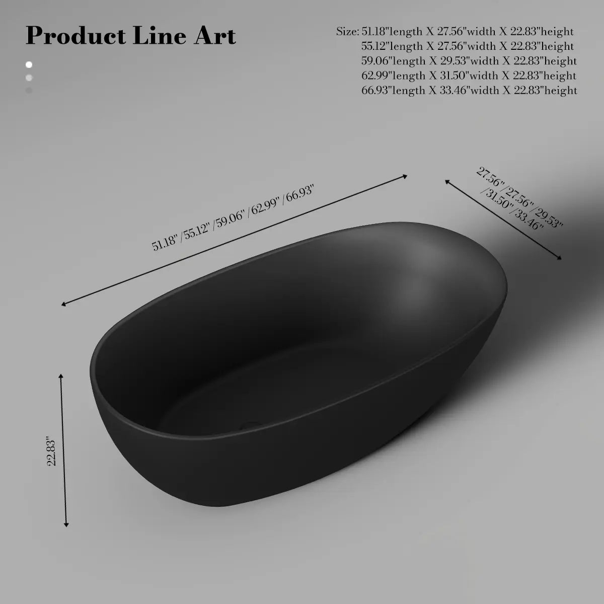 MonBlari XY-1007 Black Acrylic Freestanding Bathtubs 1500mm - 1700mm