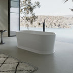 Premium acrylic freestanding bathtub with ergonomic design and glossy white finish