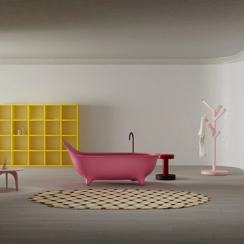 Armchair Series pink single slipper freestanding soaking bathtub in luxury bathroom