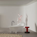 White solid surface freestanding bathtub with ergonomic slipper design by MonBlari