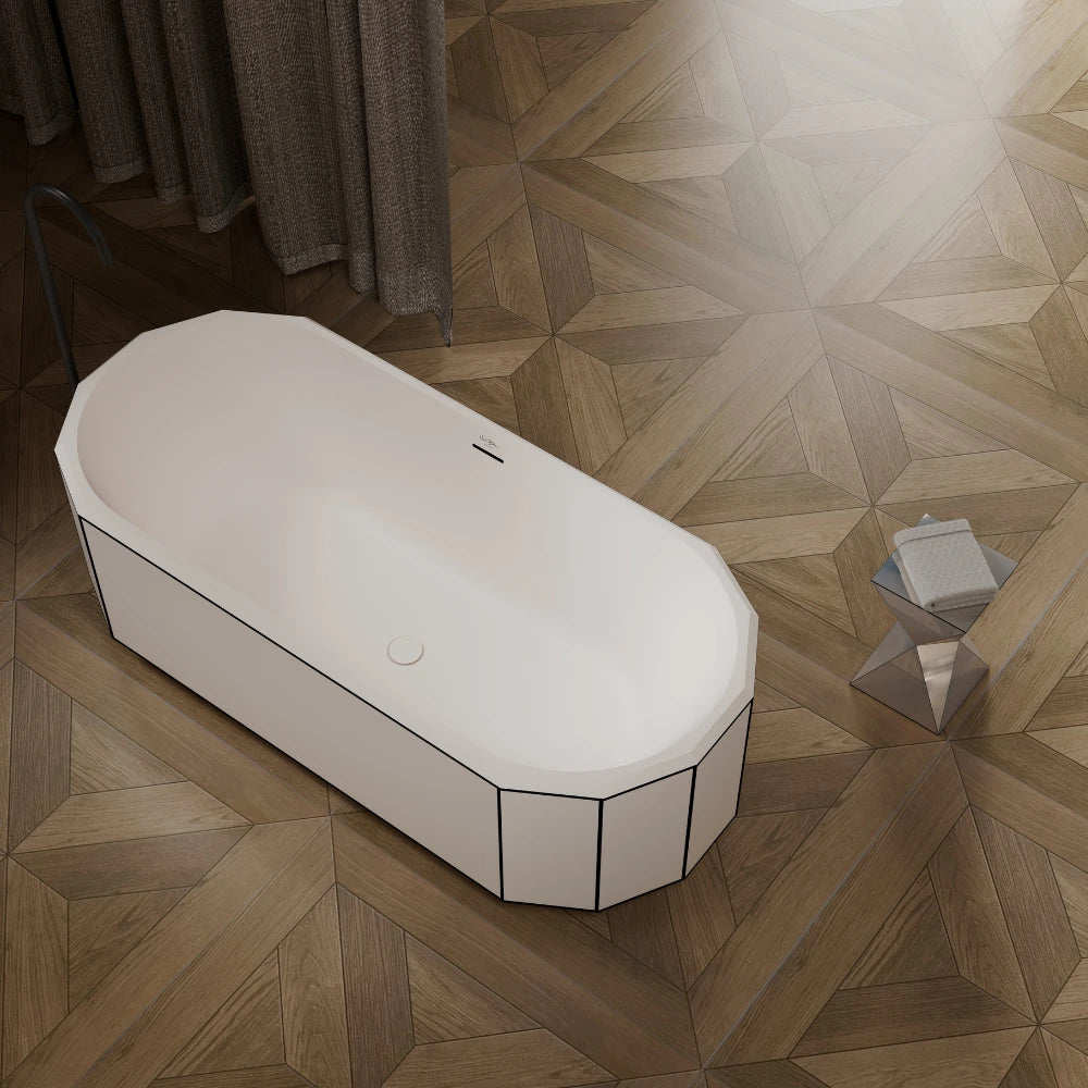 MonBlari BERYL series bath with black rim side top view close-up
