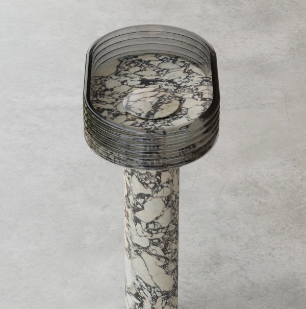 MonBlari luxury purple marble freestanding bathroom pedestal sink