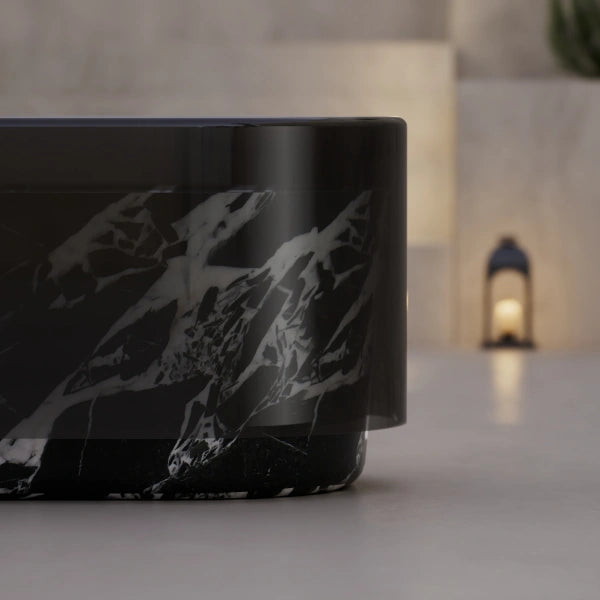 MonBlari contemporary black marble freestanding bathtub for luxury bathroom