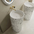 MonBlari contemporary solid surface fluted bathroom wash basin
