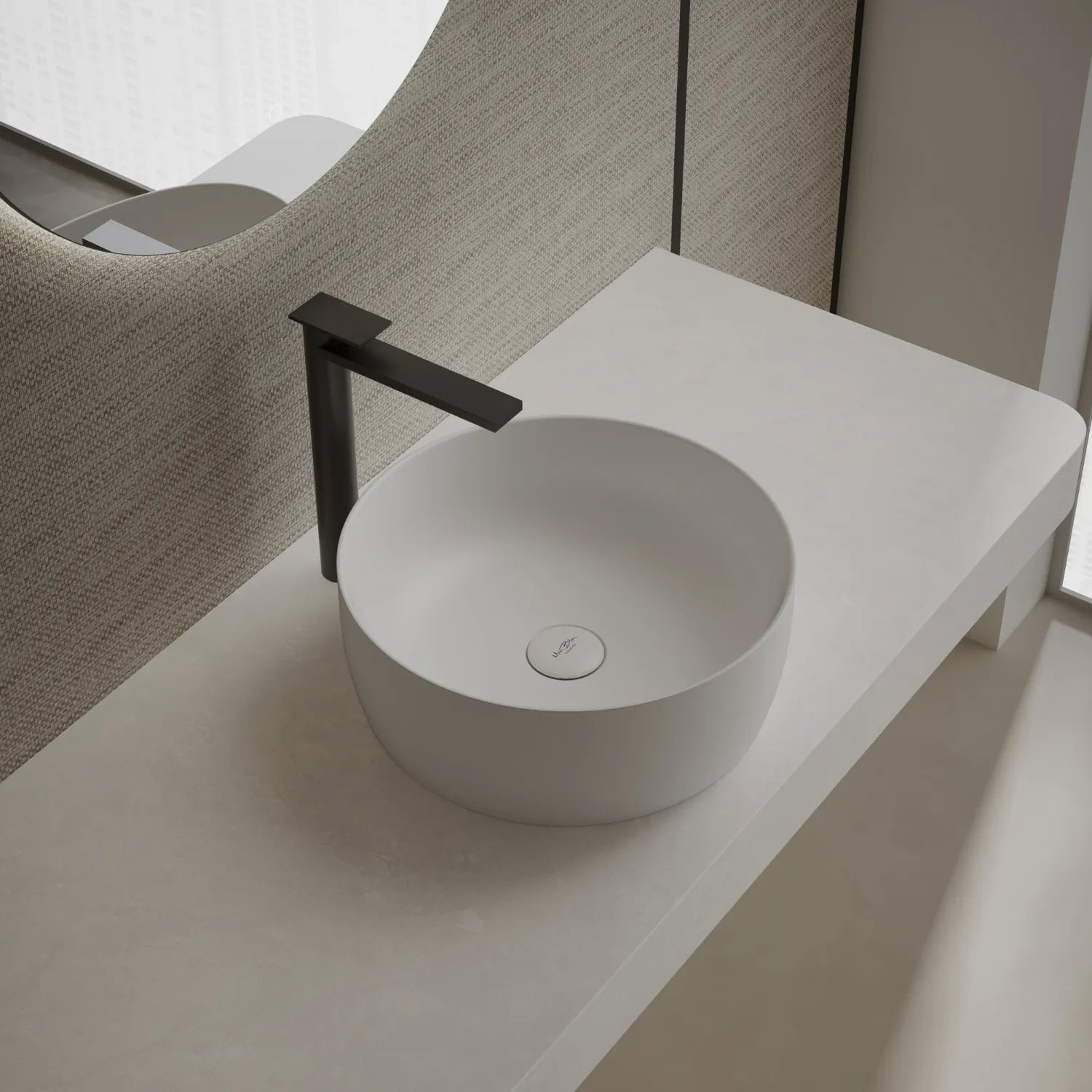 MonBlari TW-A105 White Solid Surface Countertop Basin 400mm