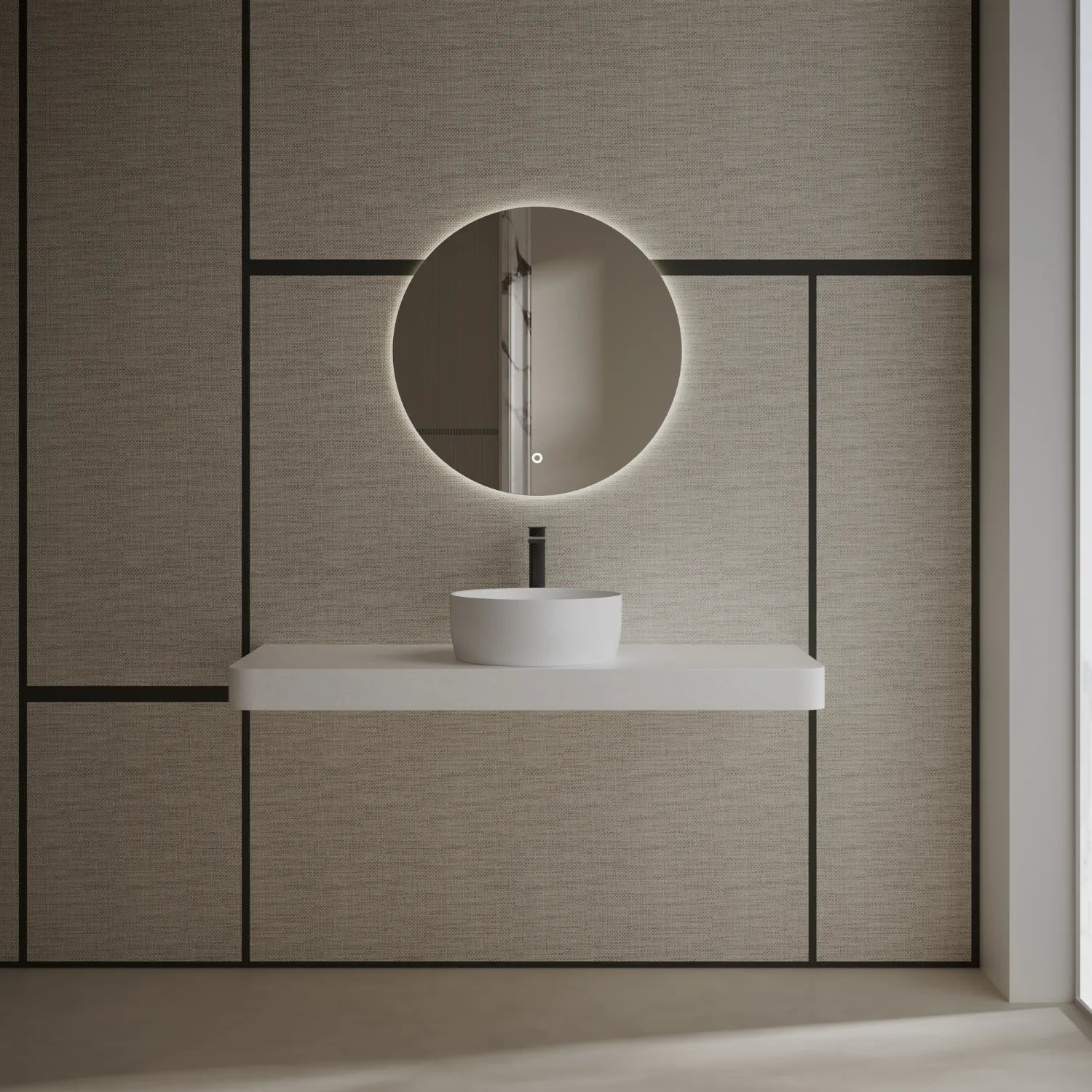 MonBlari TW-A105 White Solid Surface Countertop Basin 400mm Secondary image