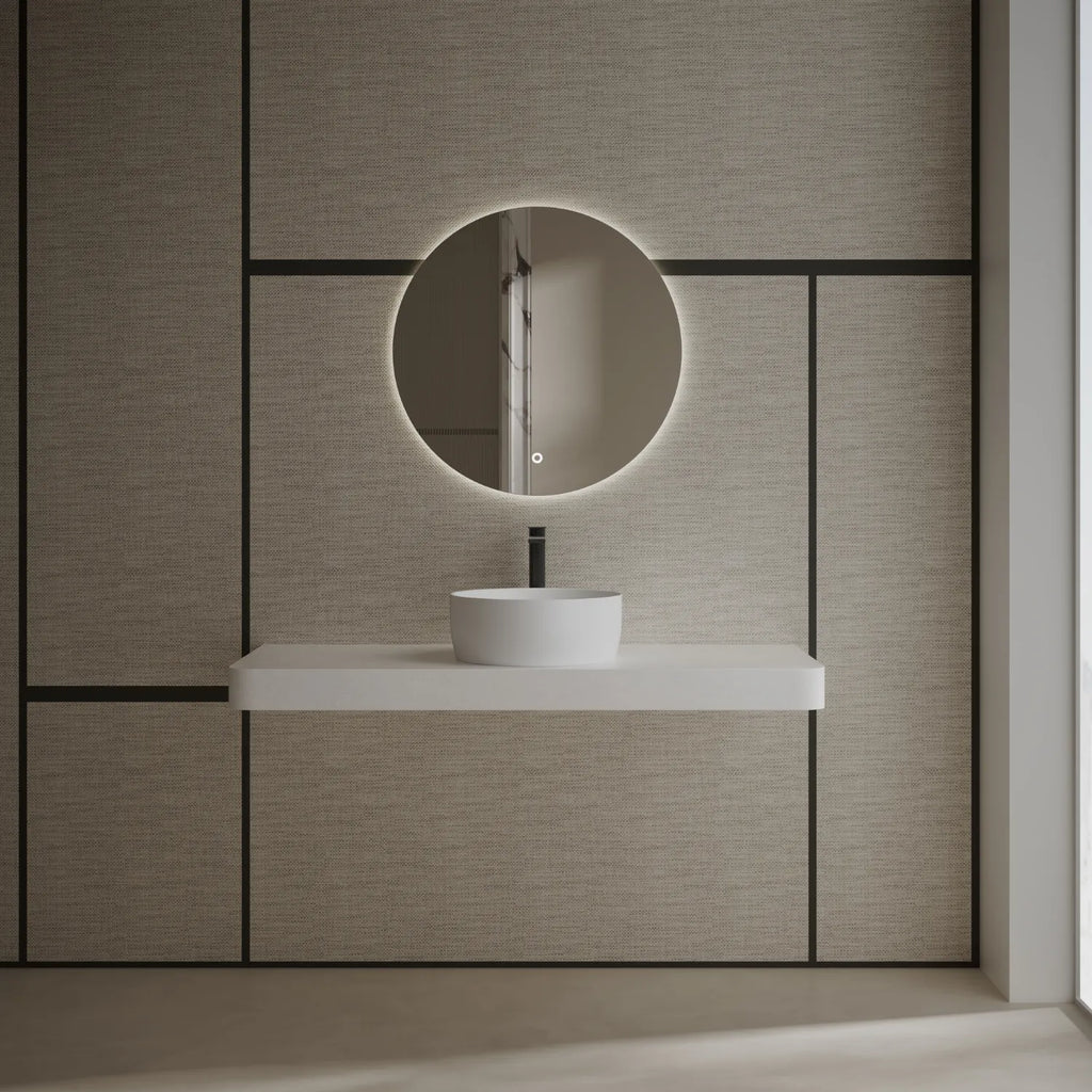 MonBlari TW-A105 White Solid Surface Countertop Basin 400mm
