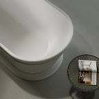 Acrylic oval freestanding bathtub side top view close-up