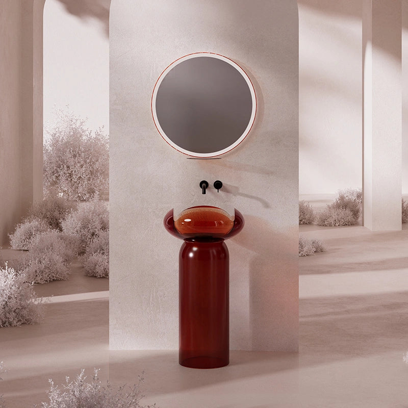 MonBlari FLOWER Series clear amber petal shape pedestal basin