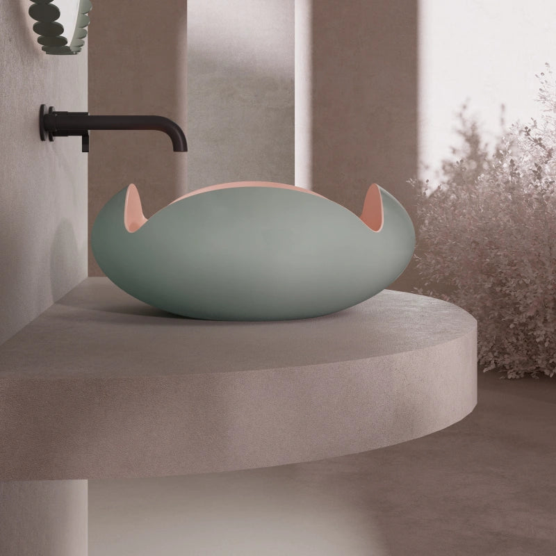 MonBlari FLOWER Series green sculptural bathroom wash basin