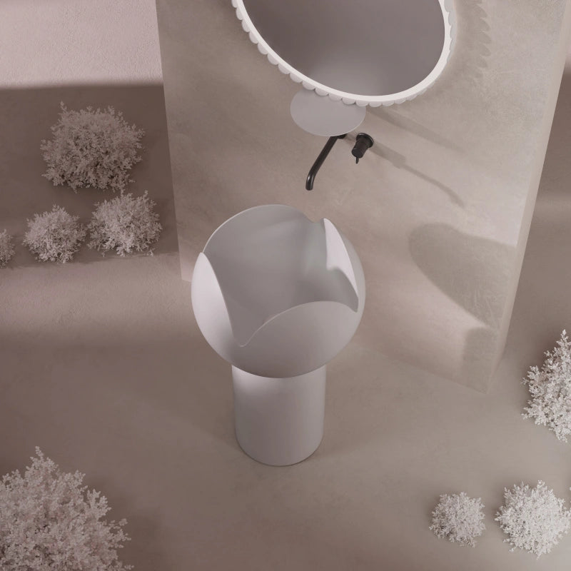MonBlari FLOWER Series petal shape freestanding pedestal sink