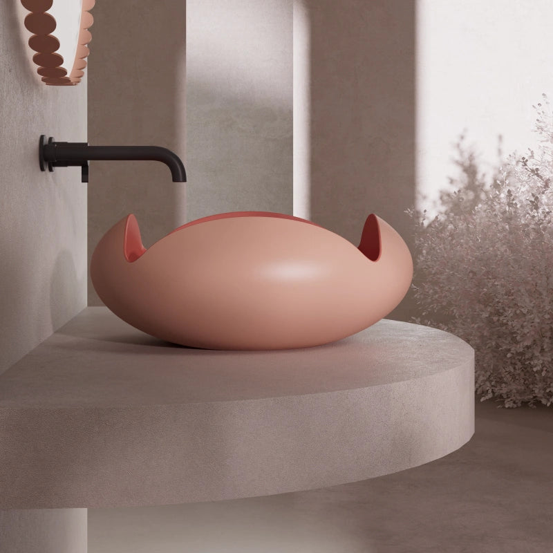 MonBlari FLOWER Series pink flower-inspired vessel sink