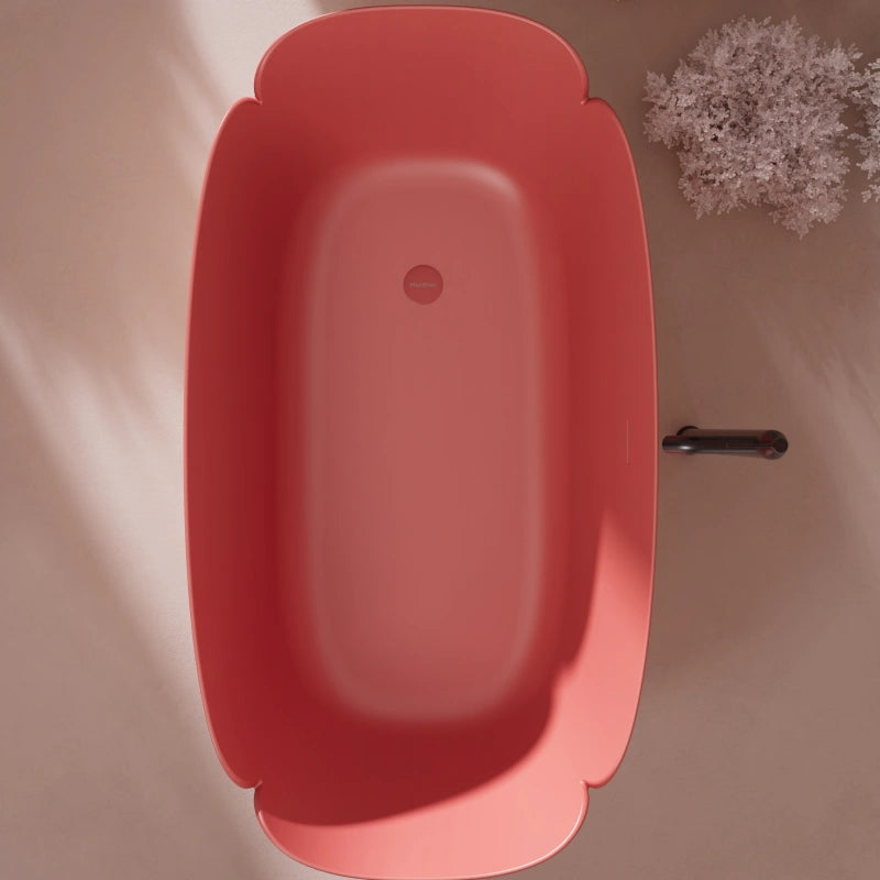 MonBlari FLOWER Series pink freestanding deep soaking bathtub