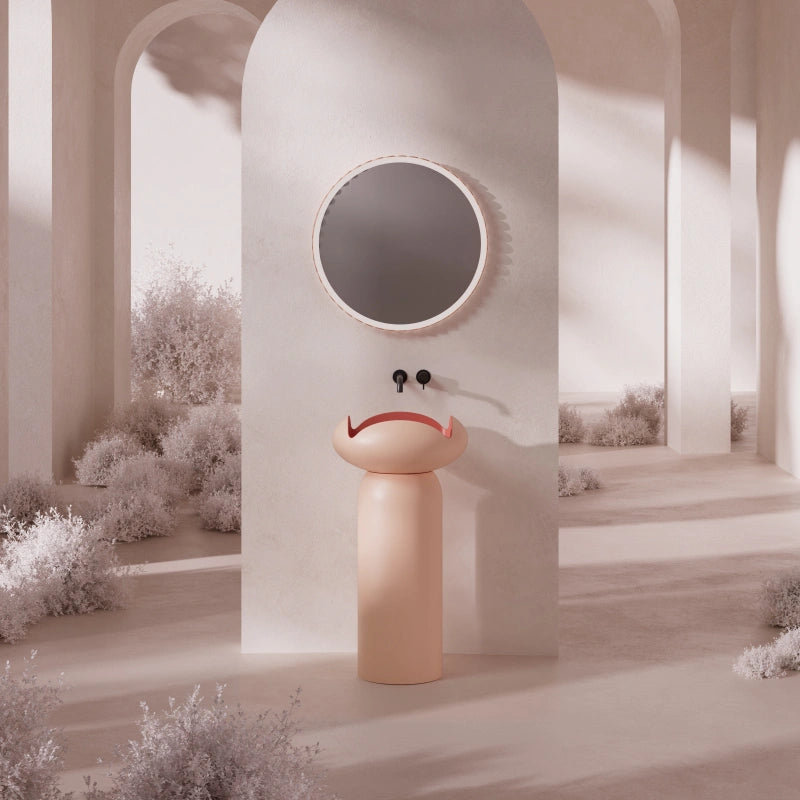 MonBlari FLOWER Series pink sculptural pedestal bathroom sink