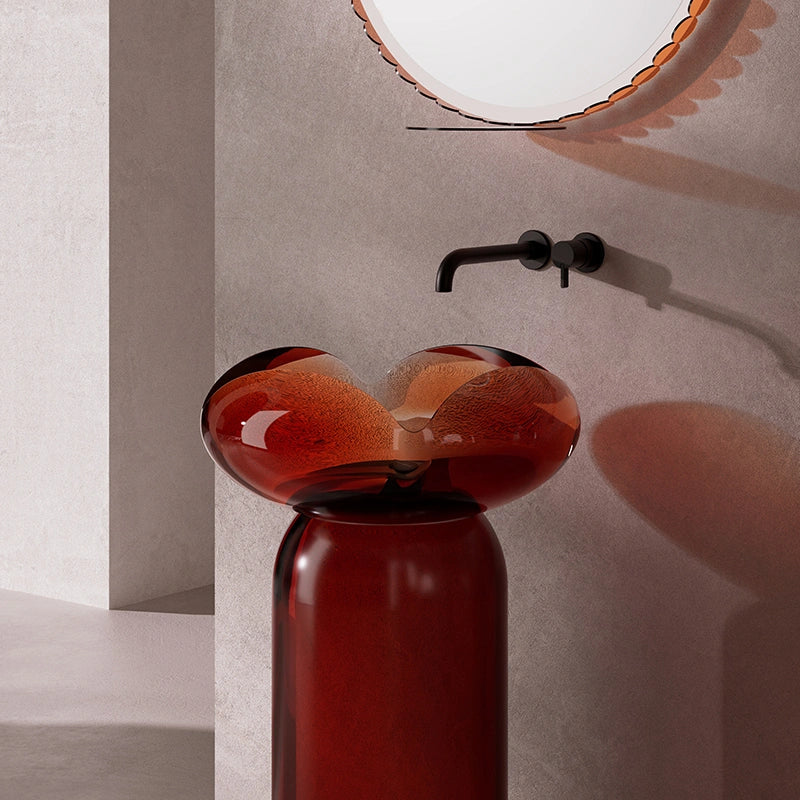 MonBlari FLOWER Series transparent amber flower-inspired pedestal sink