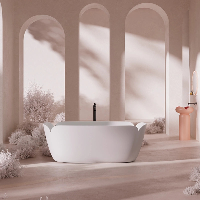 MonBlari FLOWER Series white freestanding bathtub