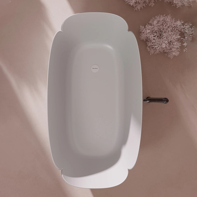 MonBlari FLOWER Series white freestanding soaking bathtub