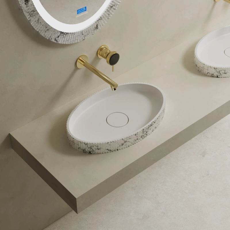 MonBlari XS Series modern oval vessel sink with vertical fluting