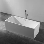 Glossy white rectangular acrylic freestanding bathtub