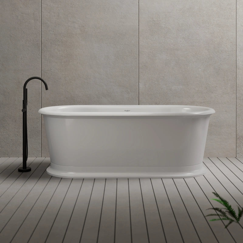 Acrylic freestanding bathtub with deep soaking design and hidden overflow
