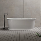 Acrylic freestanding bathtub with deep soaking design and hidden overflow