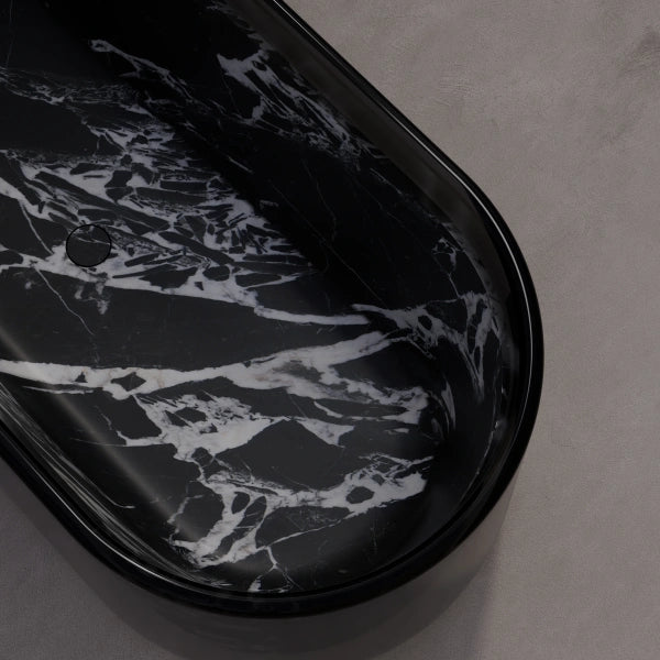 BvIgari Black Marble statement soaking tub with HALO Series design