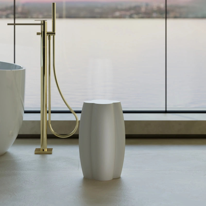 Luxury solid surface shower stool for walk-in shower and contemporary bathroom by MonBlari